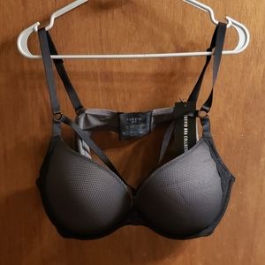 Torrid 44B strappy fishnet pushup plunge bra